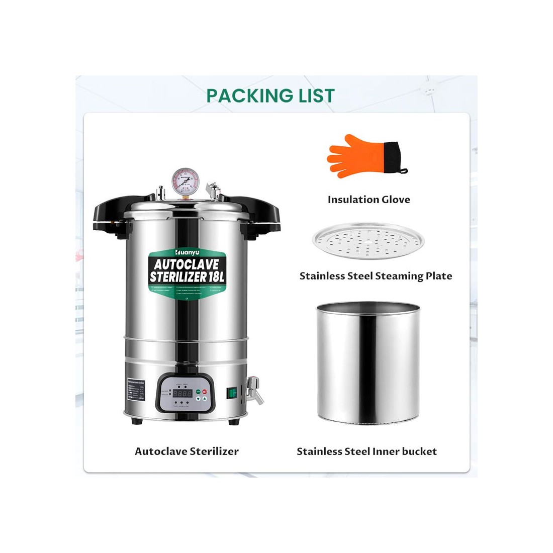 Autoclave esterilizador automático – Controle inteligente 18 L