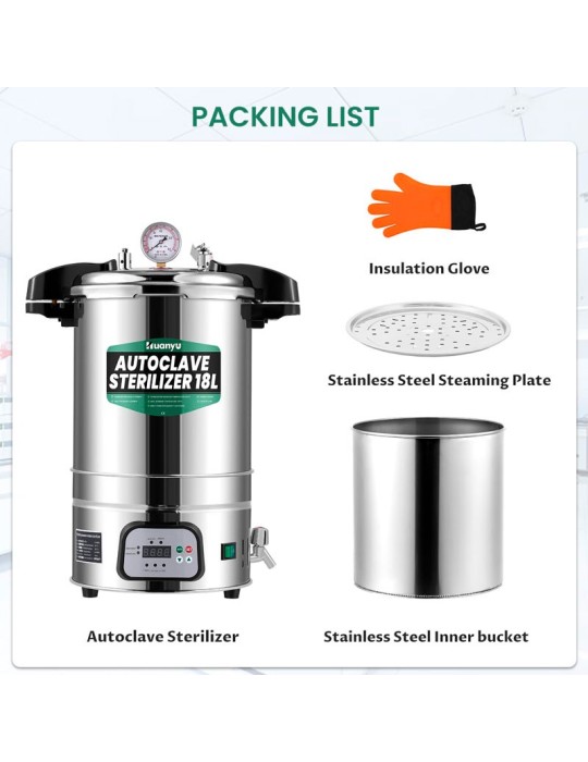 Autoclave esterilizador automático – Controle inteligente 18 L