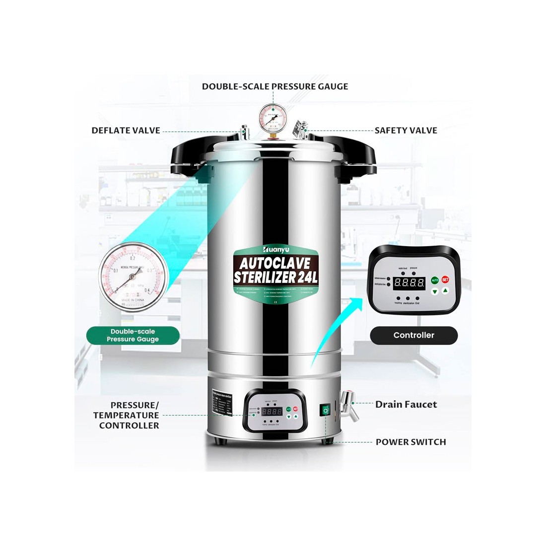 Autoclave esterilizador automático - Control Inteligente 24 L