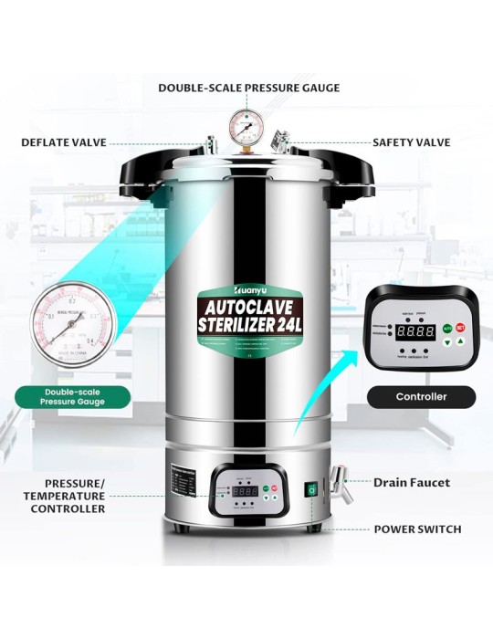 Stérilisateur à Chaleur Sèche Autoclave - Température Réglable 75-250°C - Pour Outils Manucure, Coiffure, Dentaire