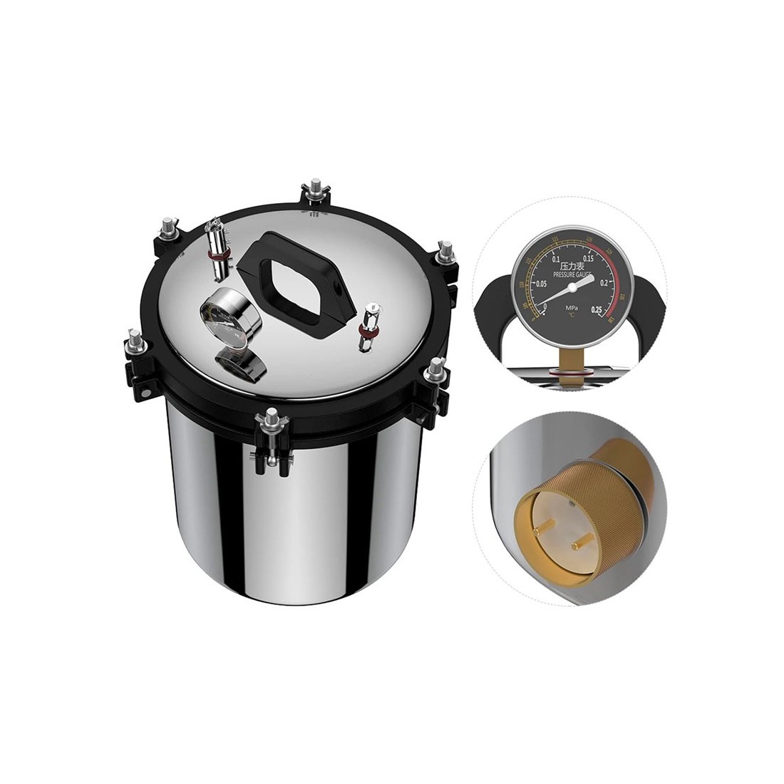 Autoclave a vapor portátil de 18L para esterilização sob pressão