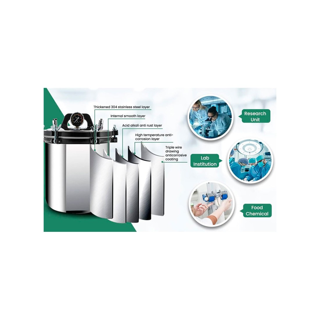 Autoclave à vapeur portable 24L pour stérilisation sous pression