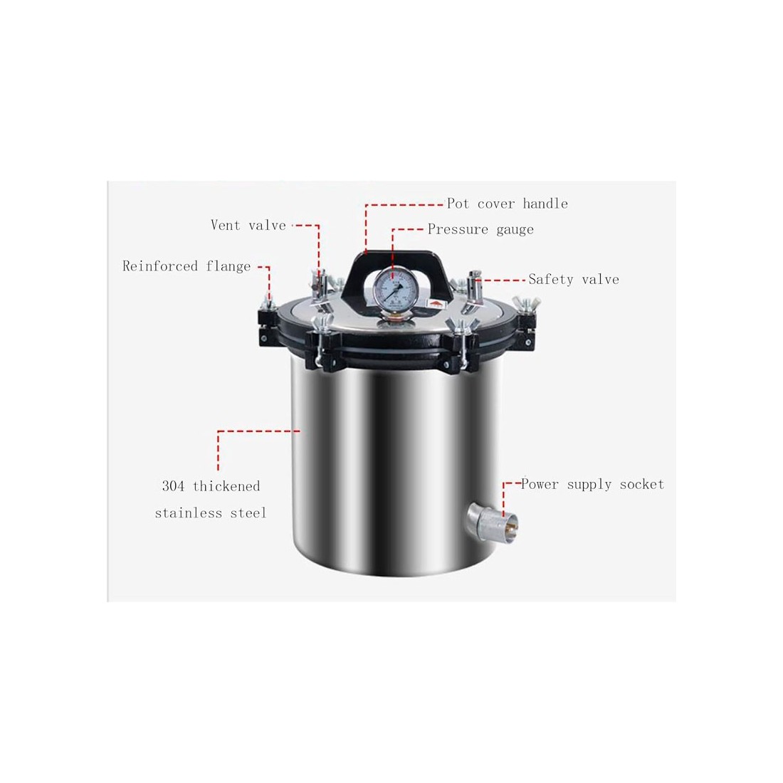 Autoclave a vapor portátil de 24L para esterilização sob pressão