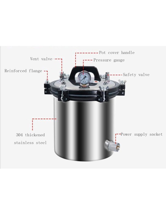 Autoclave a vapor portátil de 24L para esterilização sob pressão