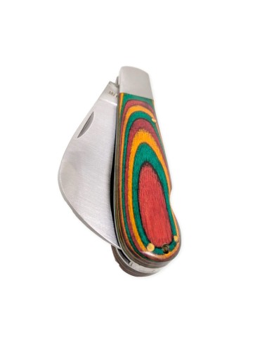 Couteau Serpette Multicolore avec Manche en Bois 2