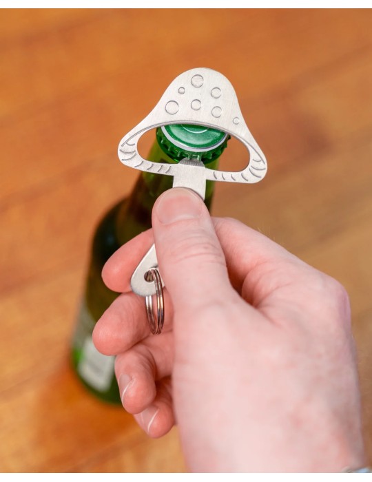 Porte-clés décapsuleur en forme de champignon
