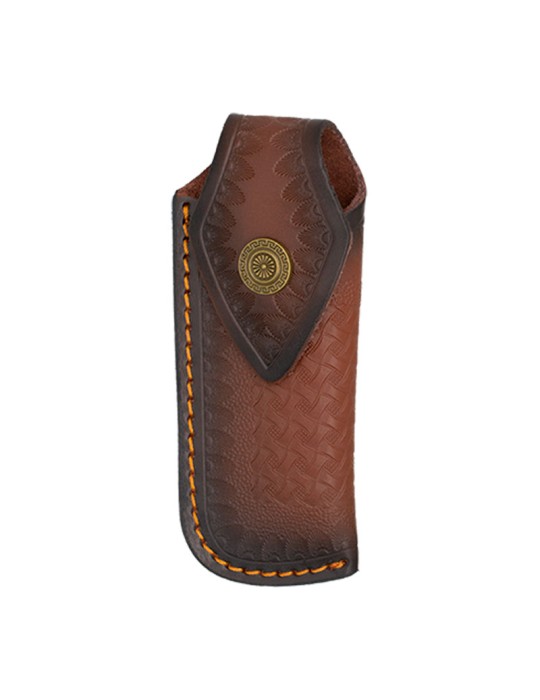Capa de couro castanho para canivetes de 16 cm
