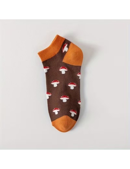 5er-Pack kurze Socken mit Pilzmuster