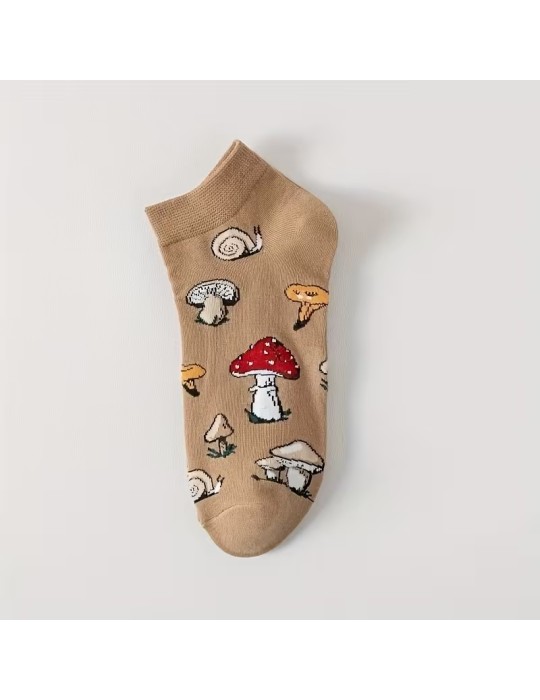 5er-Pack kurze Socken mit Pilzmuster