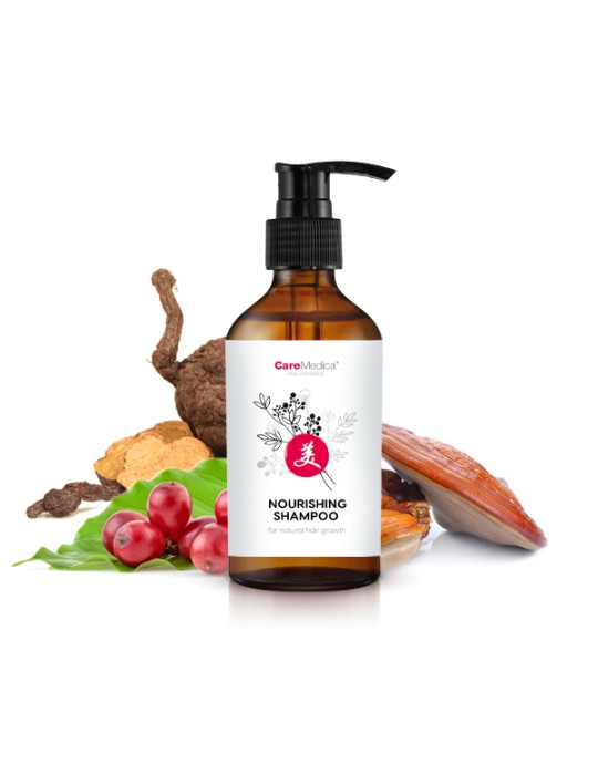 Shampoo nutriente al Reishi e Ganoderma lucidum per capelli forti, morbidi e lucenti.