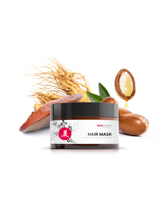 Haarmaske mit Reishi und Ganoderma lucidum für tiefe Feuchtigkeit und natürlichen Glanz.