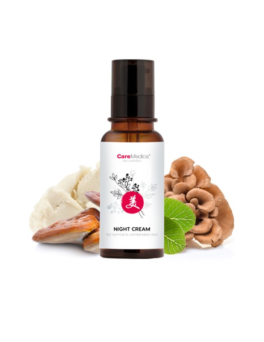 Crème de nuit régénérante au Reishi et Maitake pour peaux normales et mixtes.