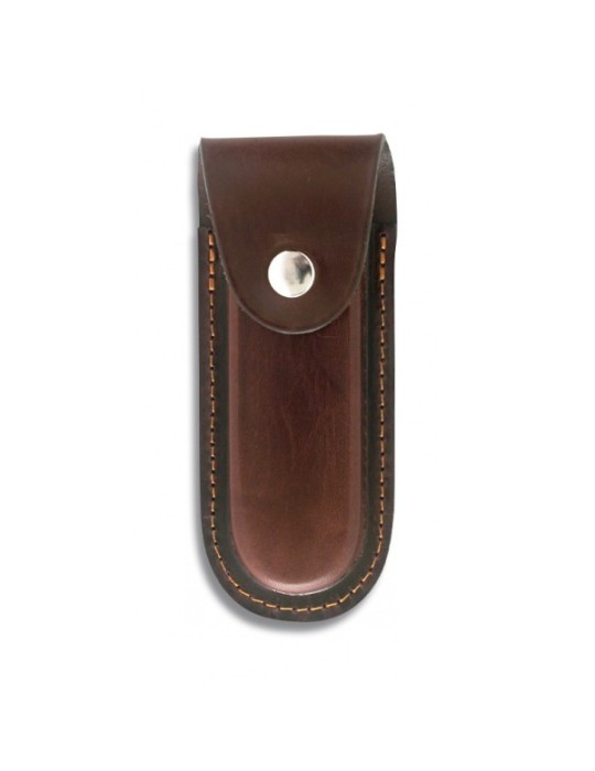 Pochette en cuir brun 13,5x6