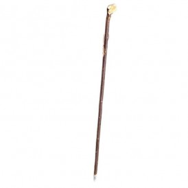 Chestnut walking stick with baton, natural leather