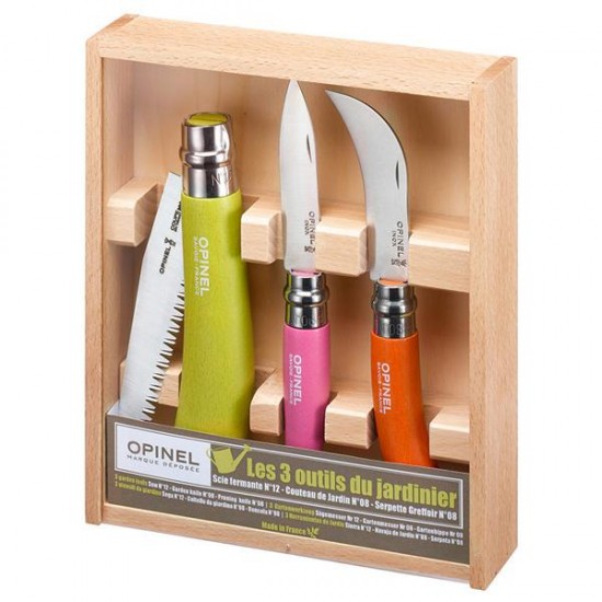 Opinel 3 gardener knives case