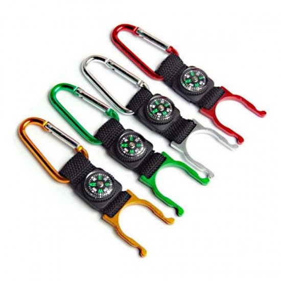 Carabiner bottle holder with compass