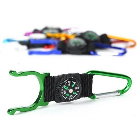 Carabiner bottle holder with compass
