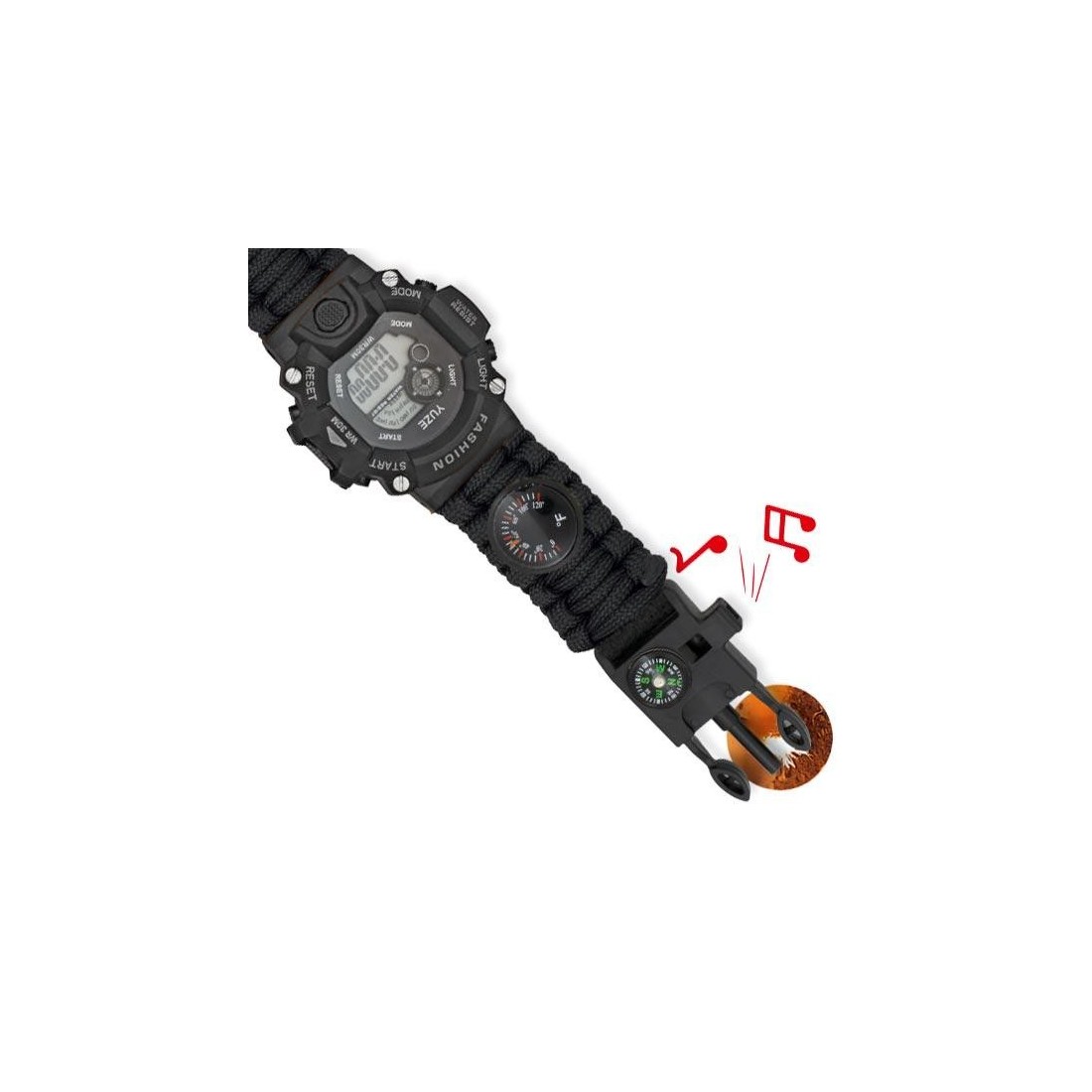 Black digital survival watch