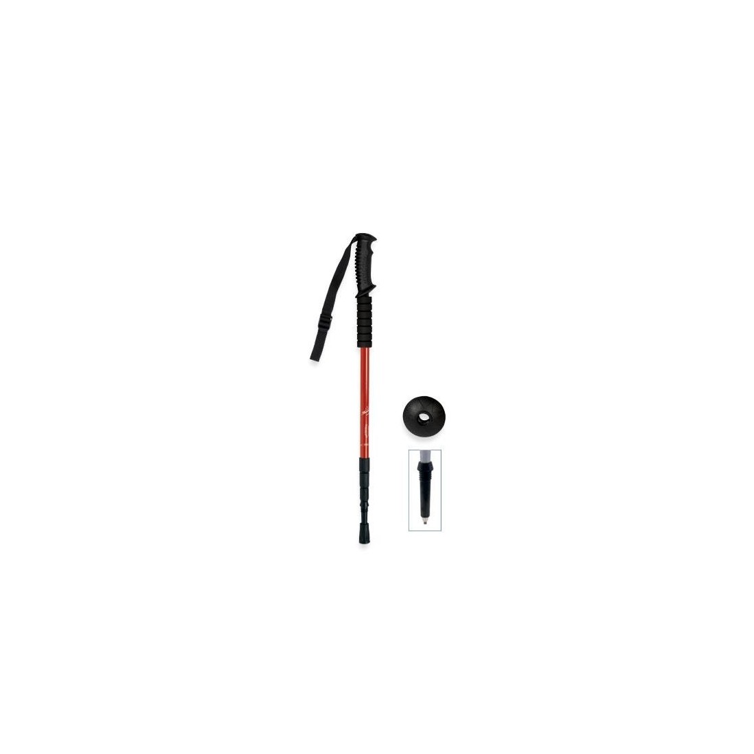 Bâton de trekking ALUMINIUM 4 sections rouge