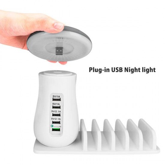 SELUXU Chargeur de Support de Chargeur de Station de Charge de Multiple USB avec Le Support de téléphone de Lampe de Bureau de Champignon 