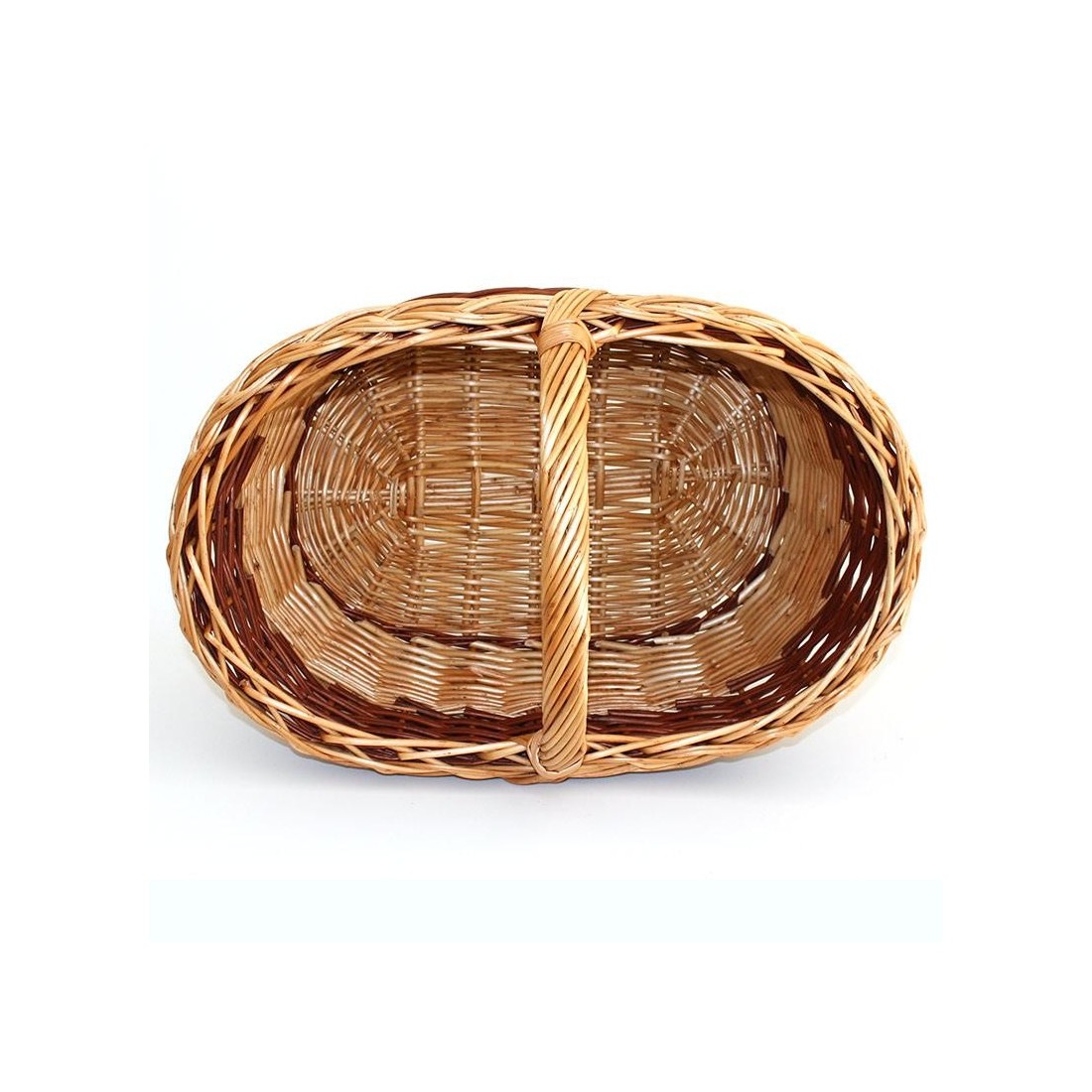grand panier en osier bicolore avec poignée basse