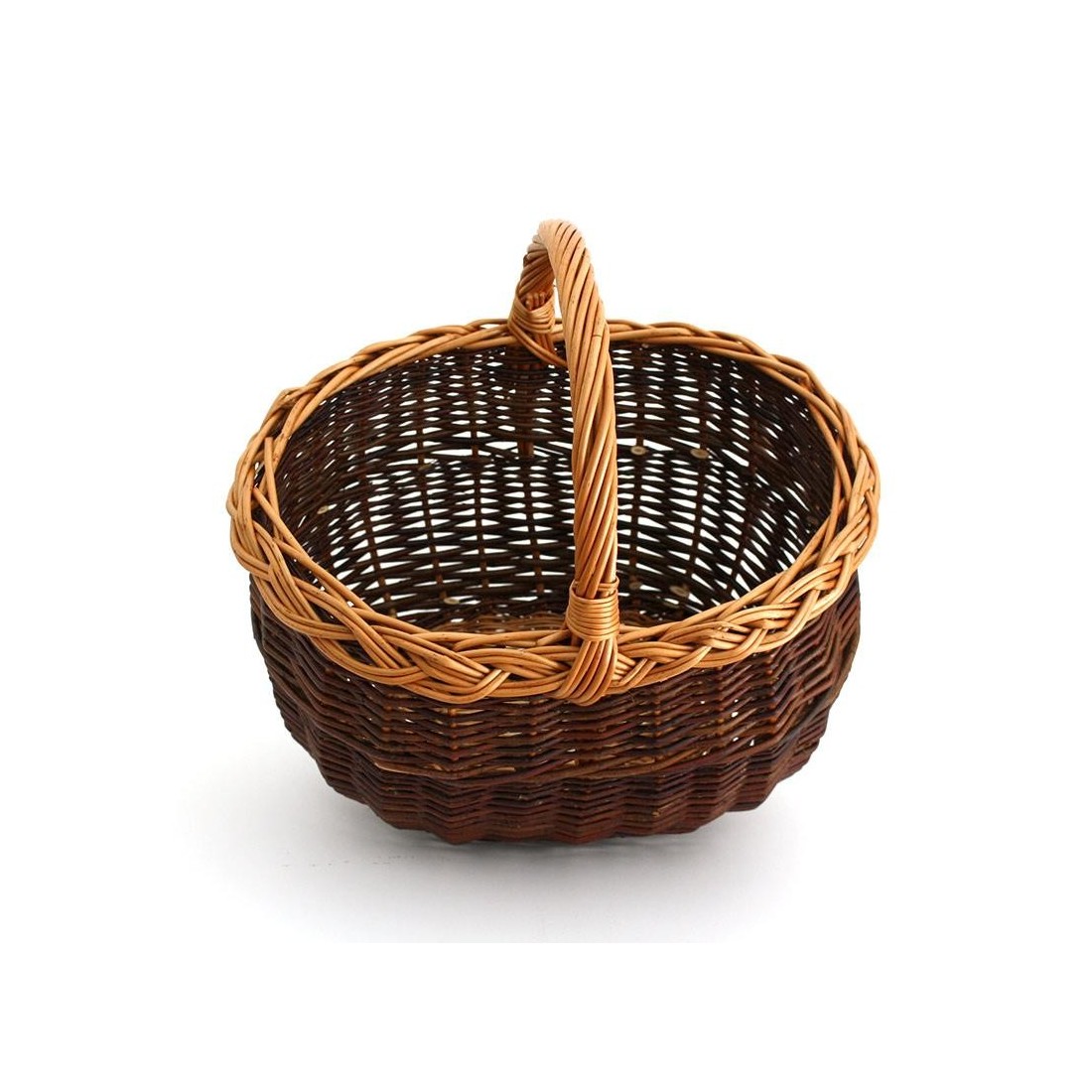 Cesta ovalada de mimbre verde