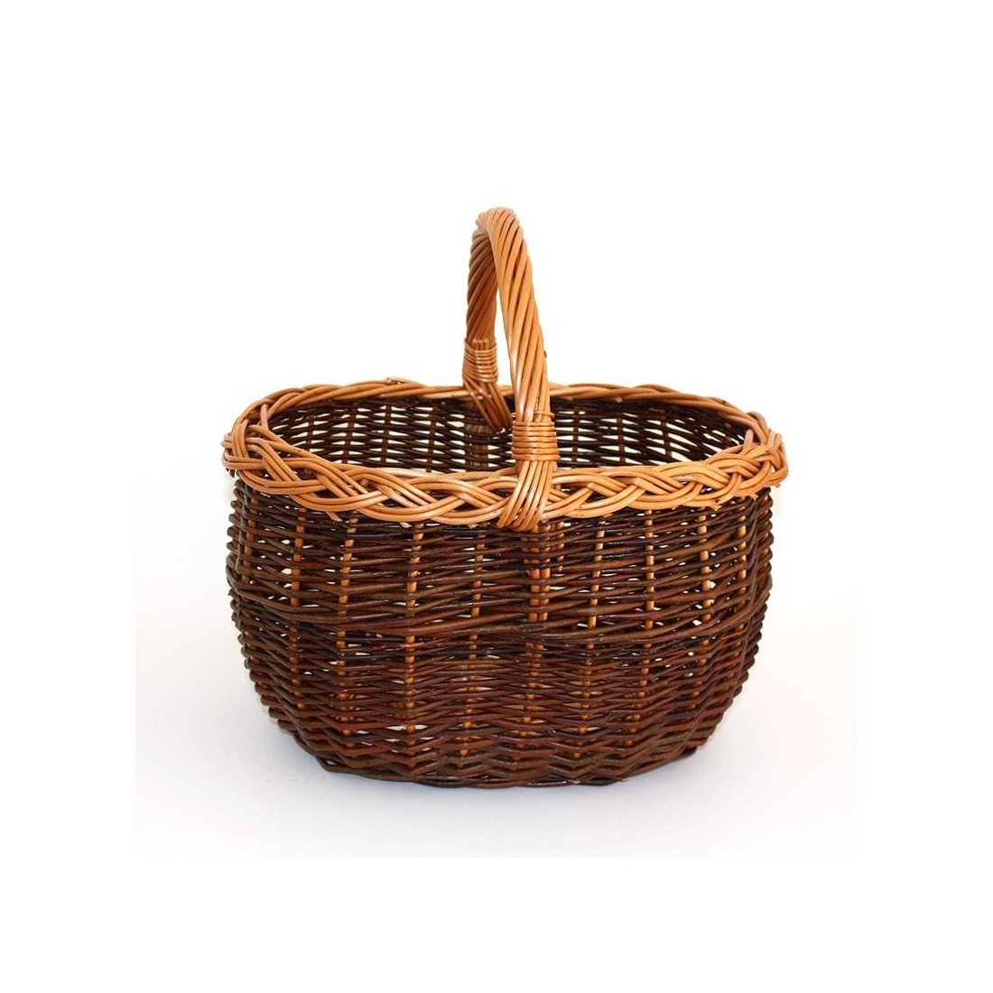 Cesta ovalada de mimbre verde