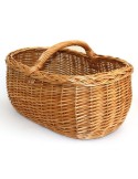 Grand panier en osier Senderuela pour la cueillette des champignons, artisanal avec anse robuste.