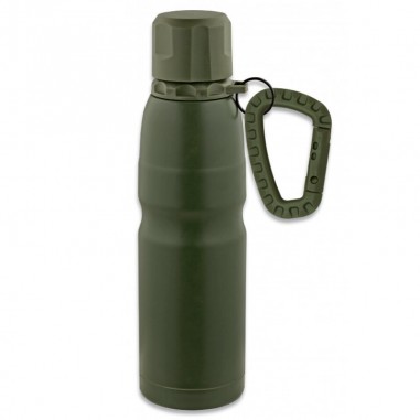Green thermos with carabiner 0,5 l