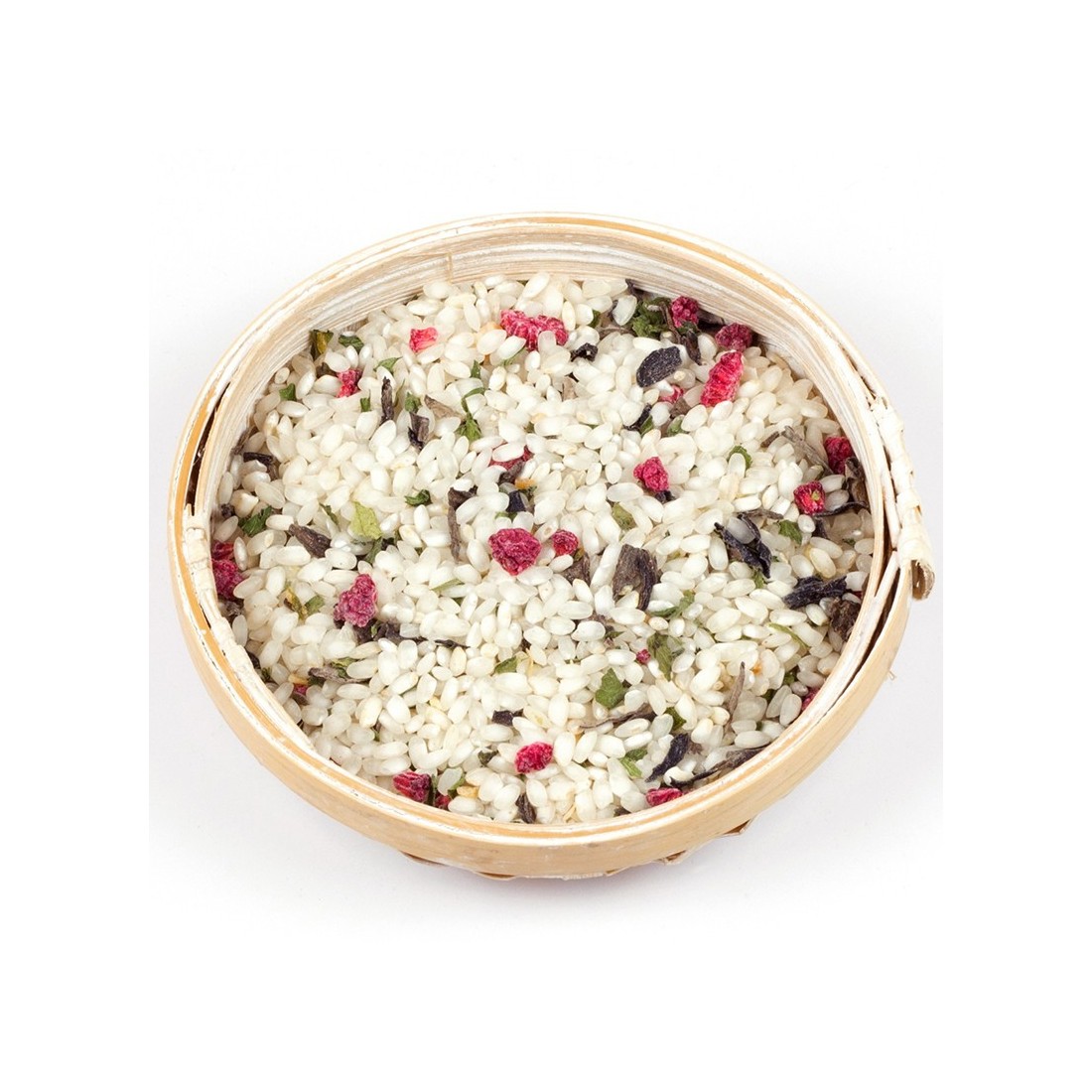 Risotto de trompetas y frambuesas