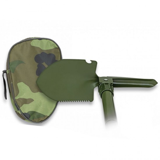 Folding shovel with compass