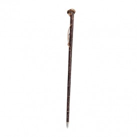 Short brown leather walking stick with baton