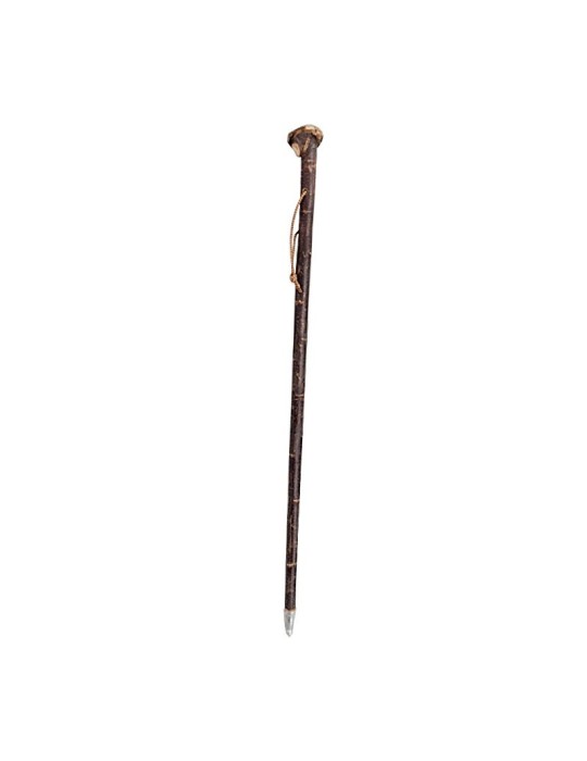 Short brown leather walking stick with baton Short brown leather walking stick with baton