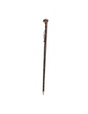 Short brown leather walking stick with baton