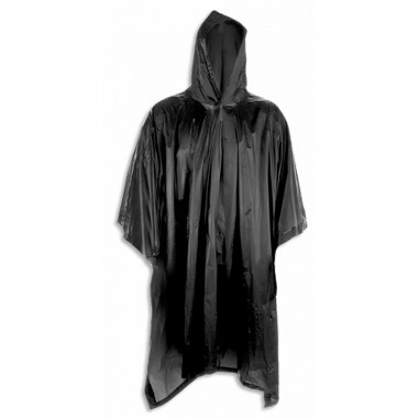 Black waterproof poncho with cover