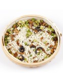 Risotto aux girolles, asperges et olives en vrac
