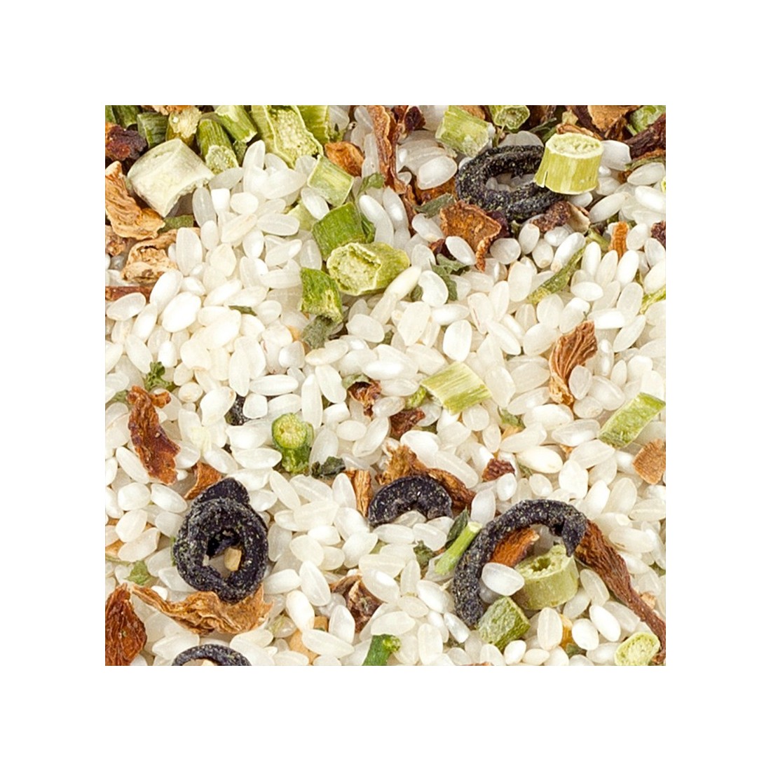 Risotto aux girolles, asperges et olives en vrac