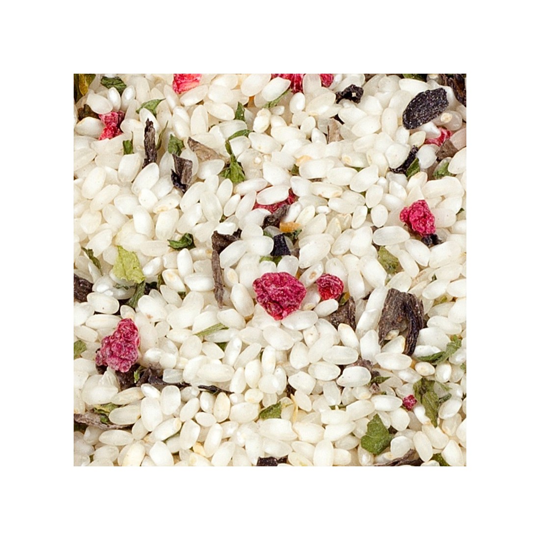 Risotto aux trompettes noires et aux framboises en vrac