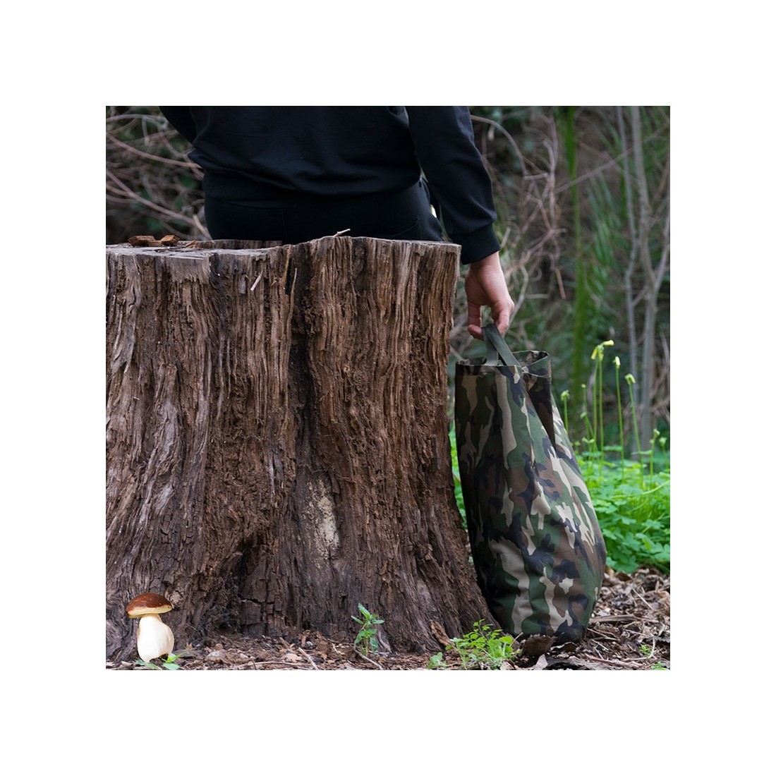 Sac en maille pour les champignons camo