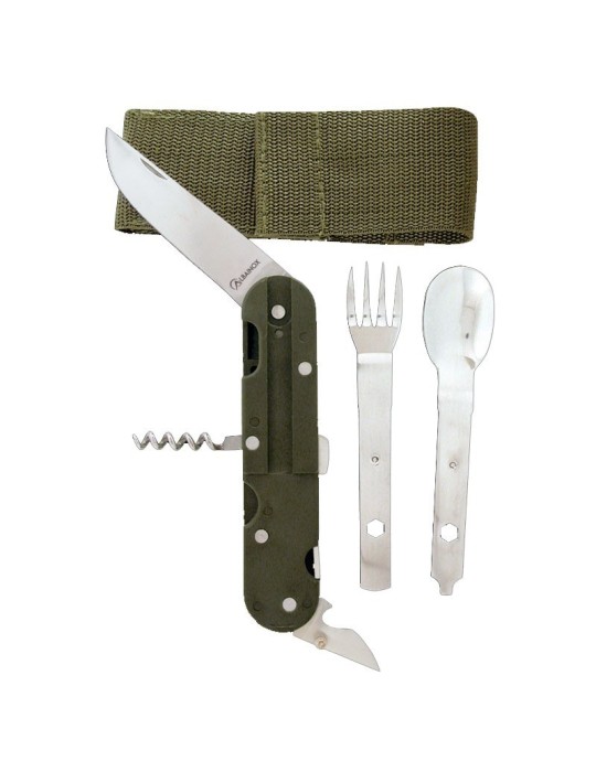 Navaja multiusos camping con funda y cubiertos