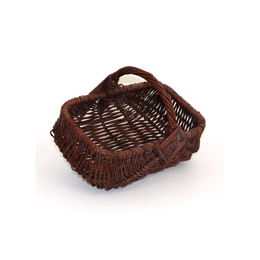 Cesta rectangular mimbre verde pequeña