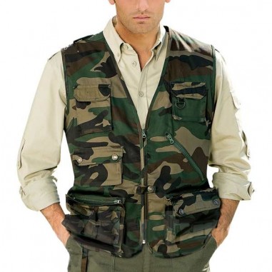 Camouflage multi-pockets harness vest