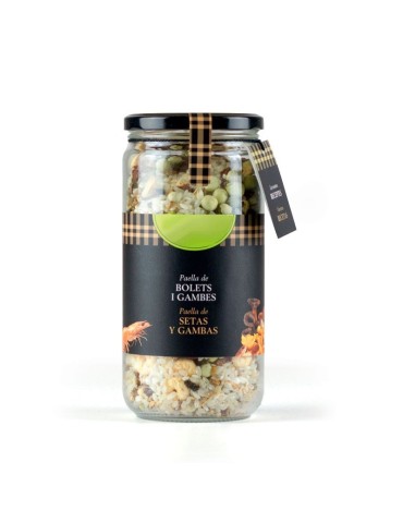 Paella de setas y gambas