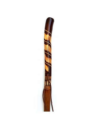 Bordón de madera tallado, color nogal, altura 150 cm 2