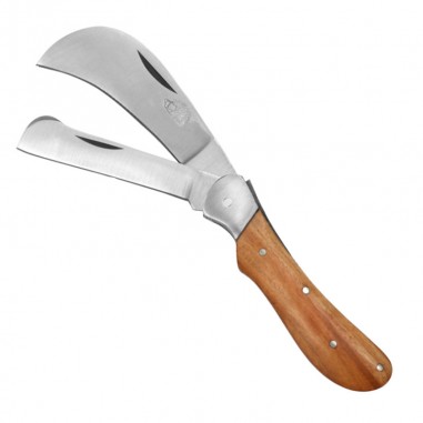Teak double-bladed pocketknife