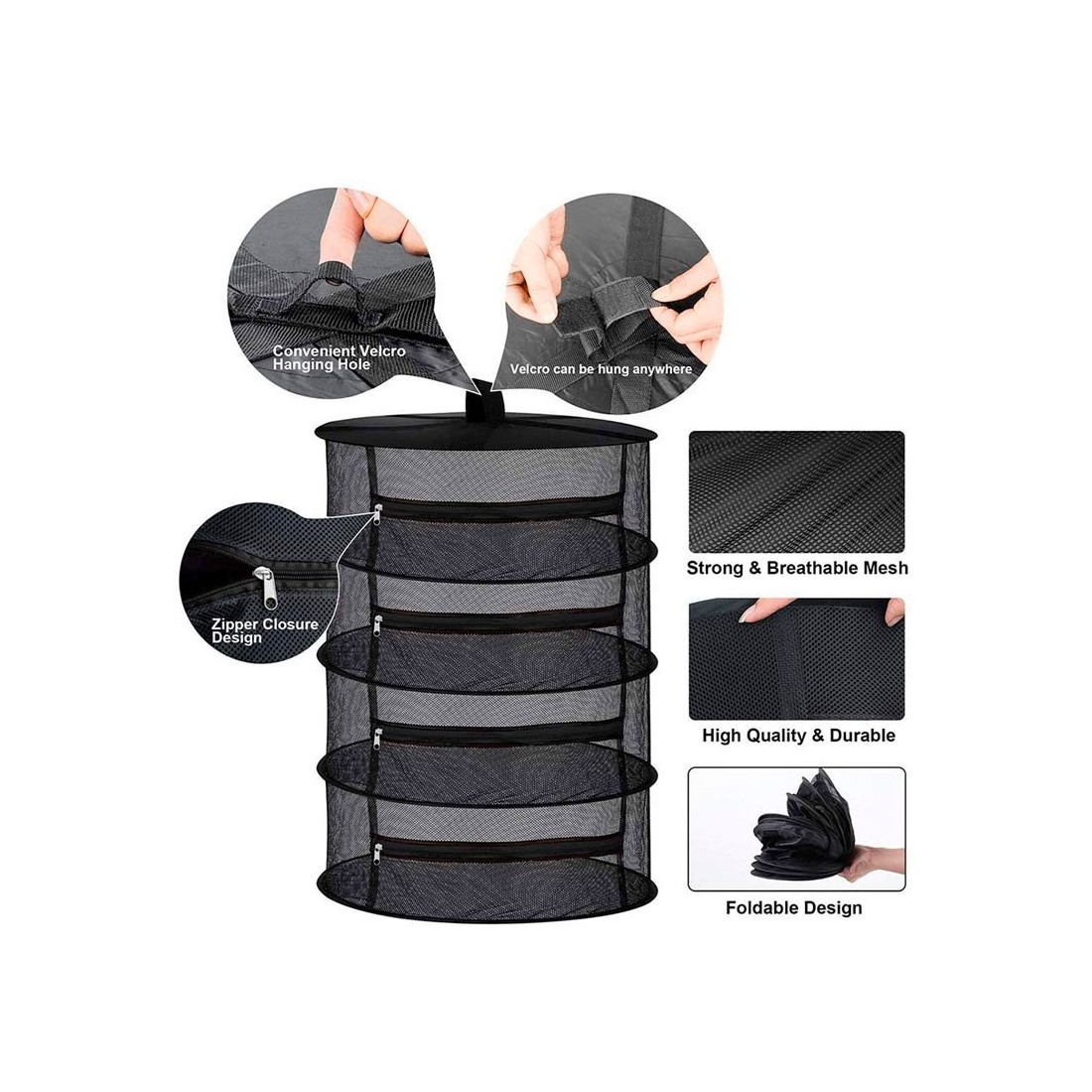 6-Tray Mesh Drying Rack with Zipper Closure 6-Tray Mesh Drying Rack with Zipper Closure