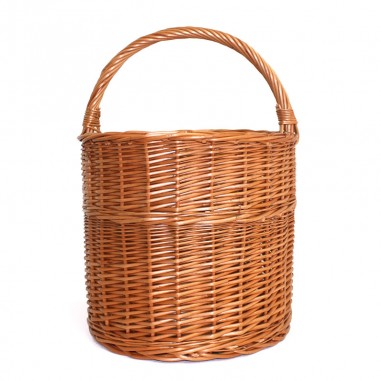 Tall round wicker basket