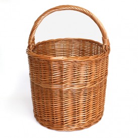 Tall round wicker basket