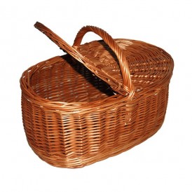 Small wicker snail basket with lid