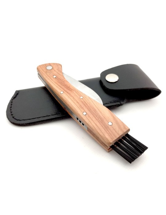 Mushroom Knife with Teak Handle and Brush